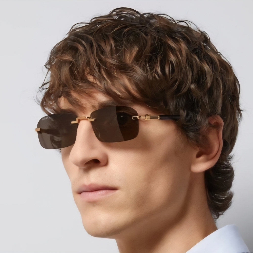Unisex Gucci Gold and Black Rimless Sunglasses with Case#1007-15300 - Picture 8 of 8
